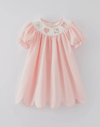 Valentine’s Scalloped Smocked Dress