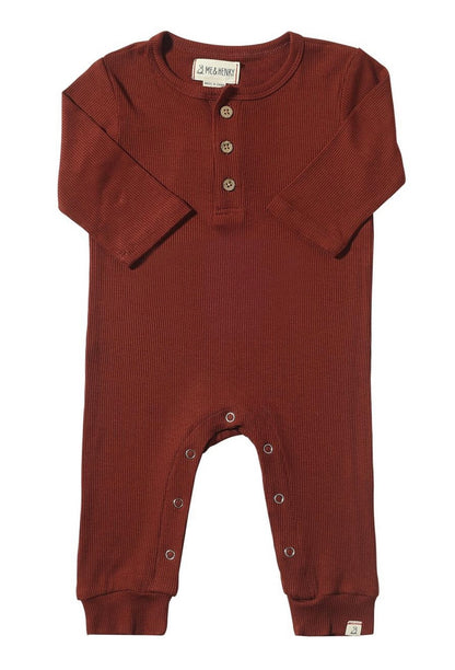 Mason Ribbed Romper in Rust