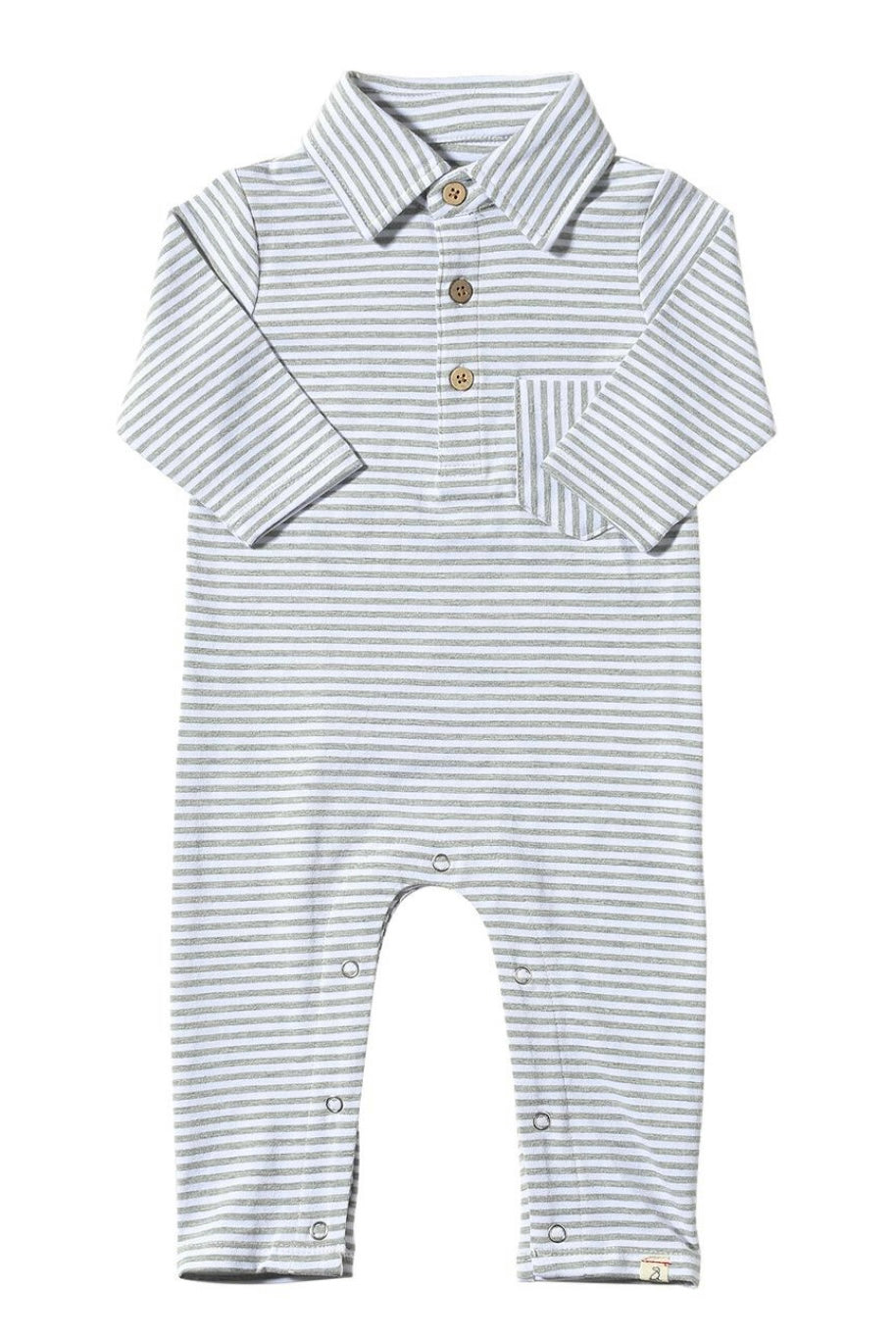 Grey/White Stripe Kingston Polo Romper