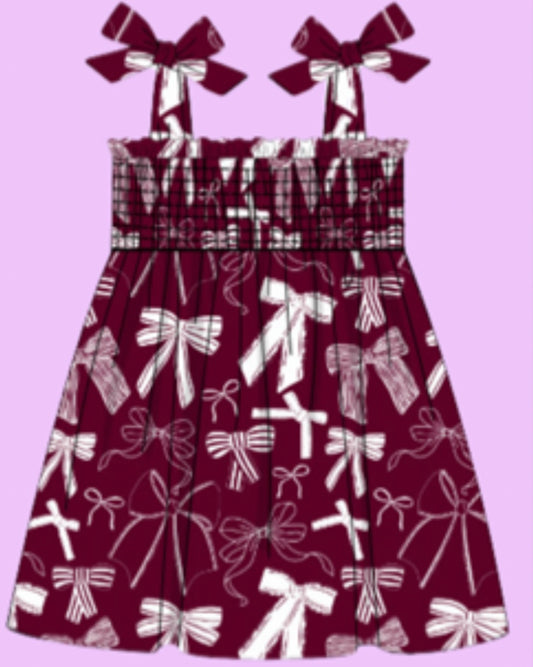 Maroon & White Bows Dress