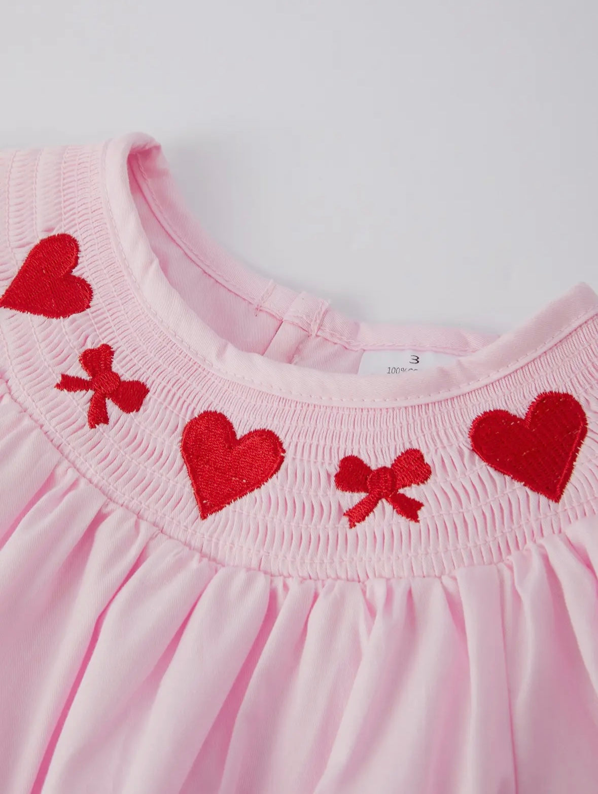 Valentine’s Pink Smocked Long Sleeve Dress