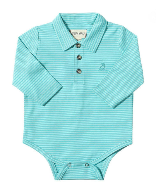 Turquoise Seymour Pique Polo Onesie