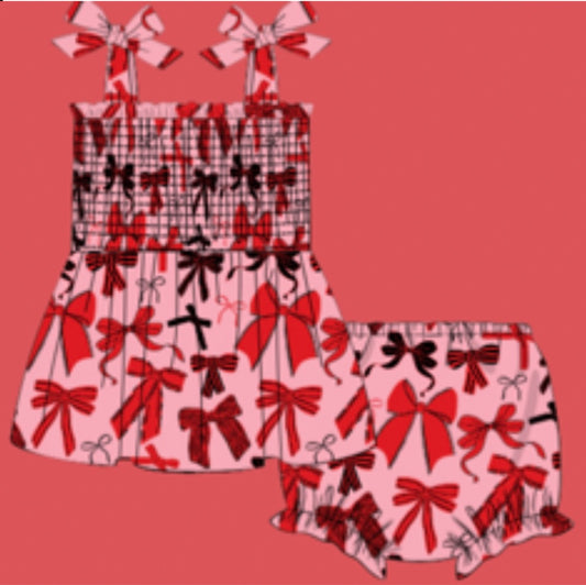 Red & Black Bows Diaper Cover Set