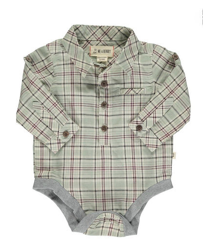 Jasper Woven Onesie in Green Plaid