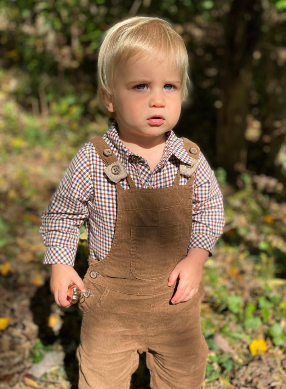 Jasper Woven Onesie in Navy/Cream/Wine Plaid