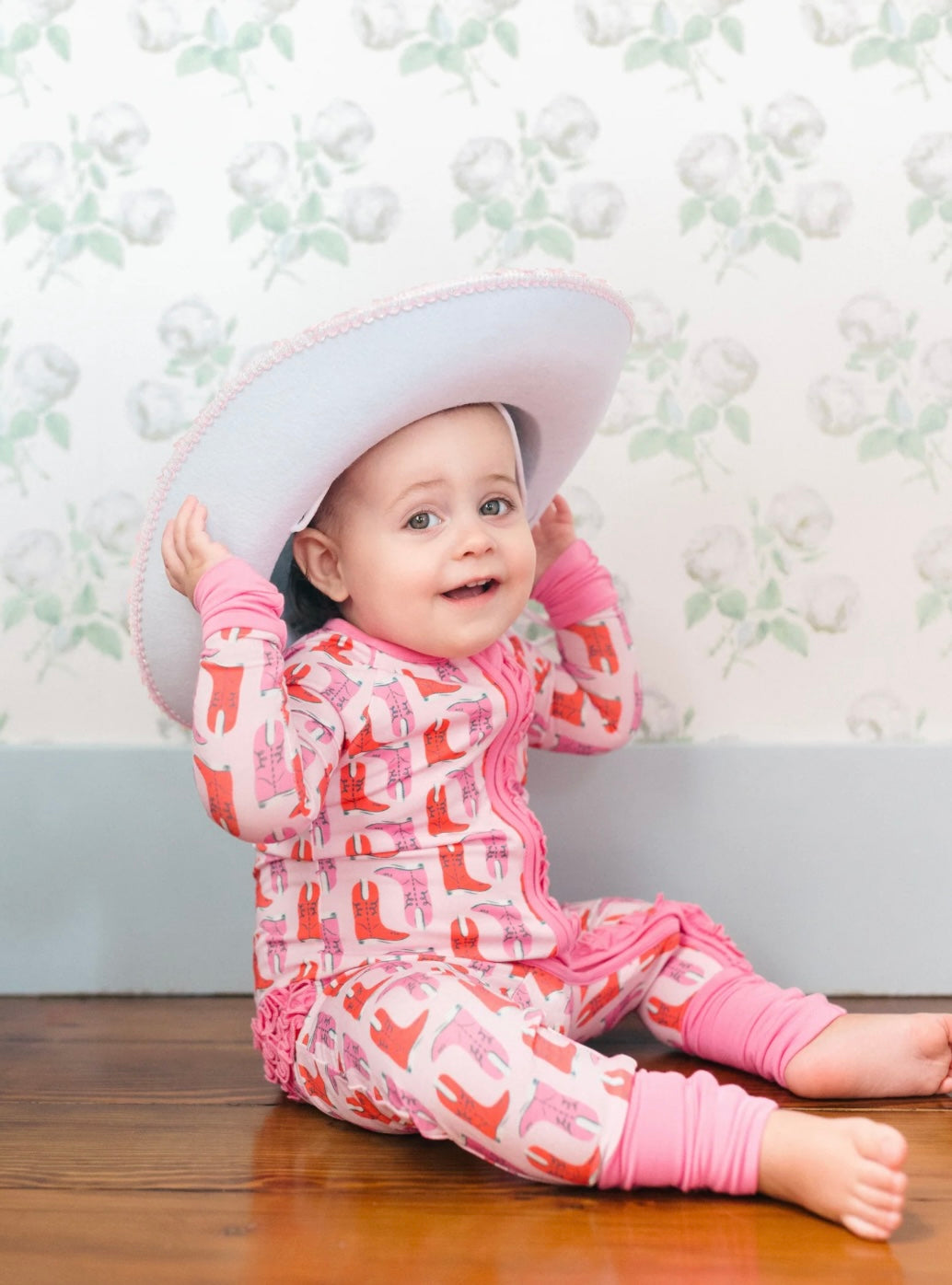 Pink Boots Premium Ruffle Romper