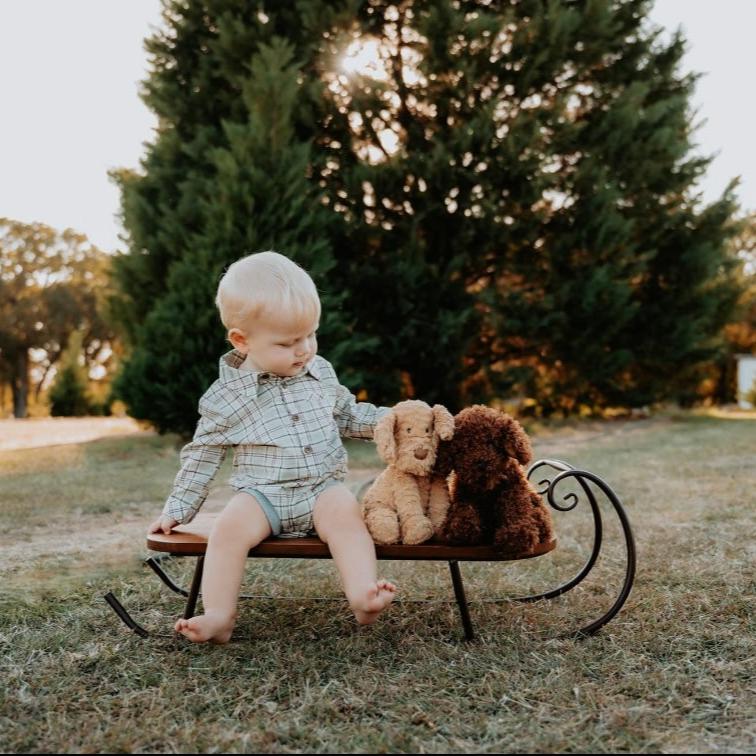 Jasper Woven Onesie in Green Plaid